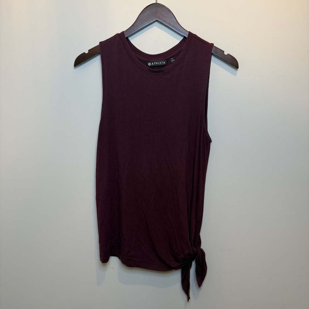 Athleta Women's Sleeveless Side-Tie Tank Top in Burgundy Size Small
